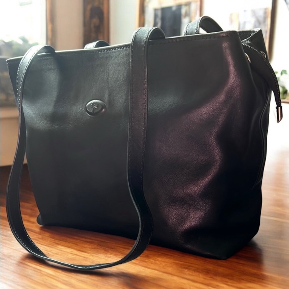 Ilkuoio Handmade in Italy Large Black Leather Shoulder bag/  Tote/ Carryall